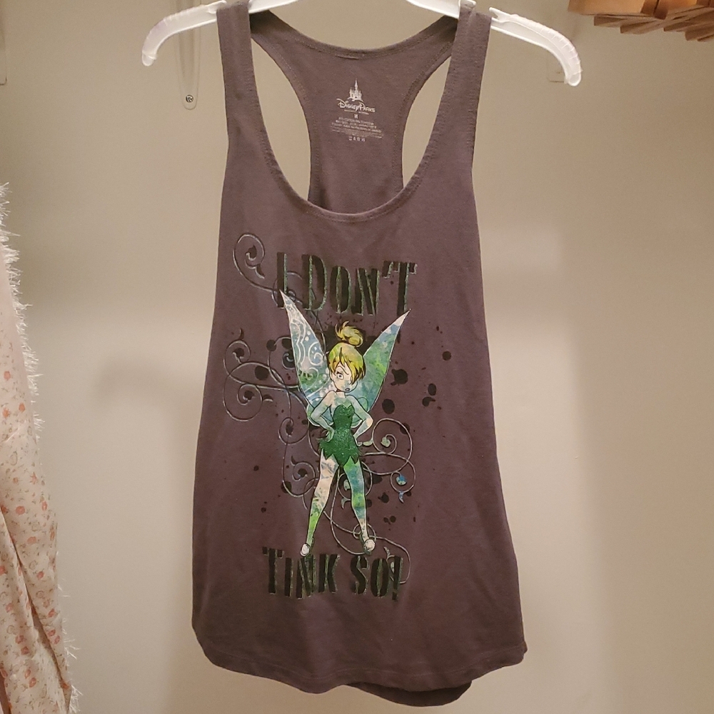 Disney Charcoal Tank Top with Tinker Bell Graphic